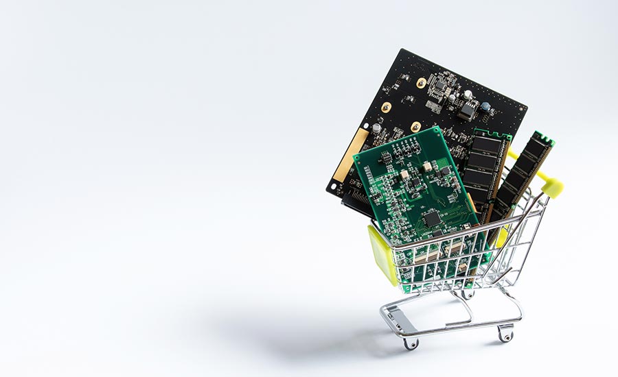 A shopping cart with electronic components​